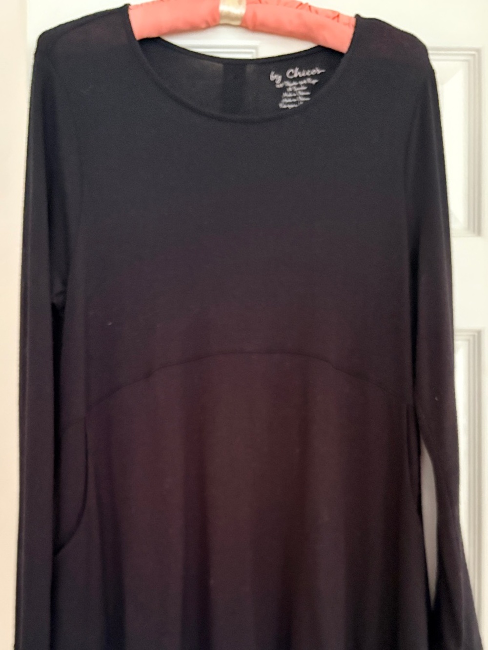 Chico's black long-sleeve hi-low tunic dress .